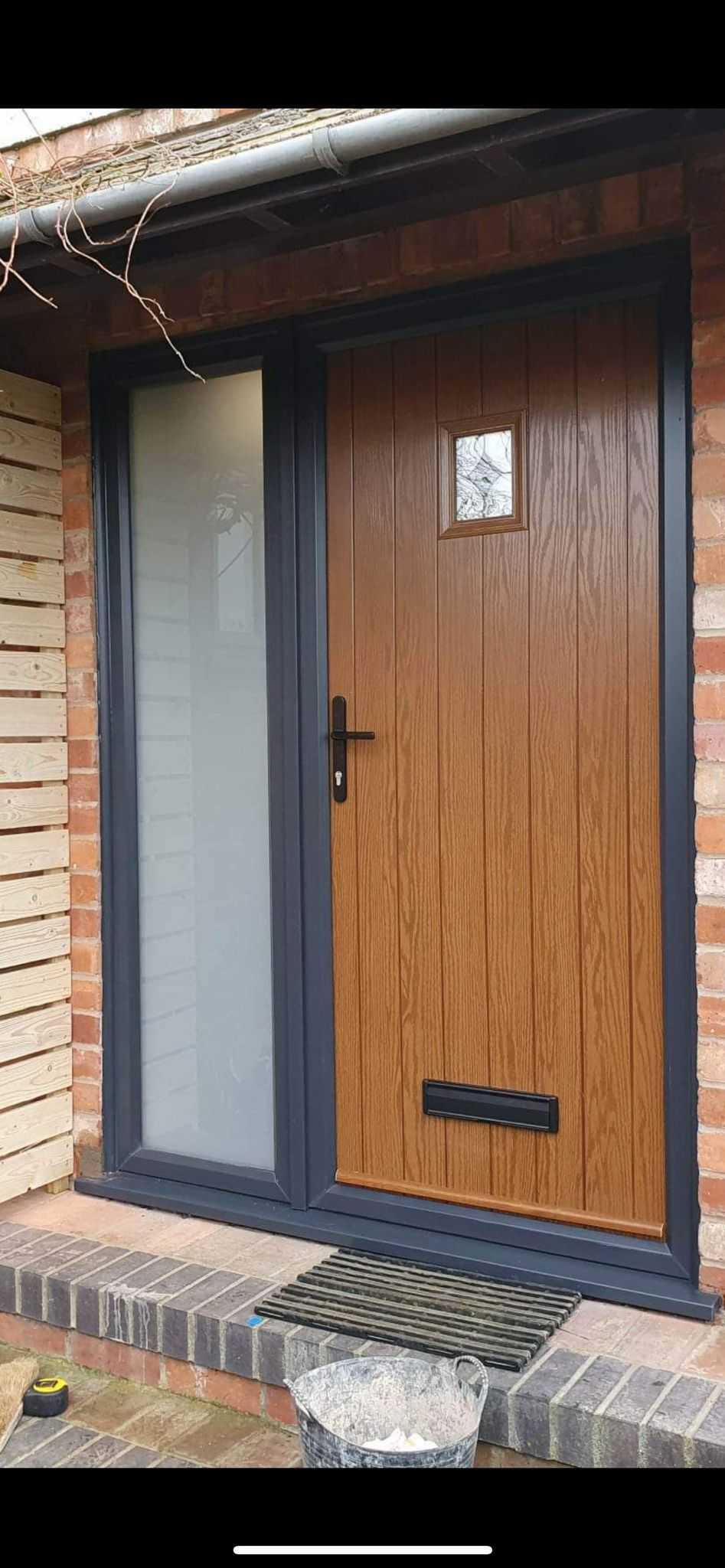 Contemporary oak and grey composite door with side panel in Wantage